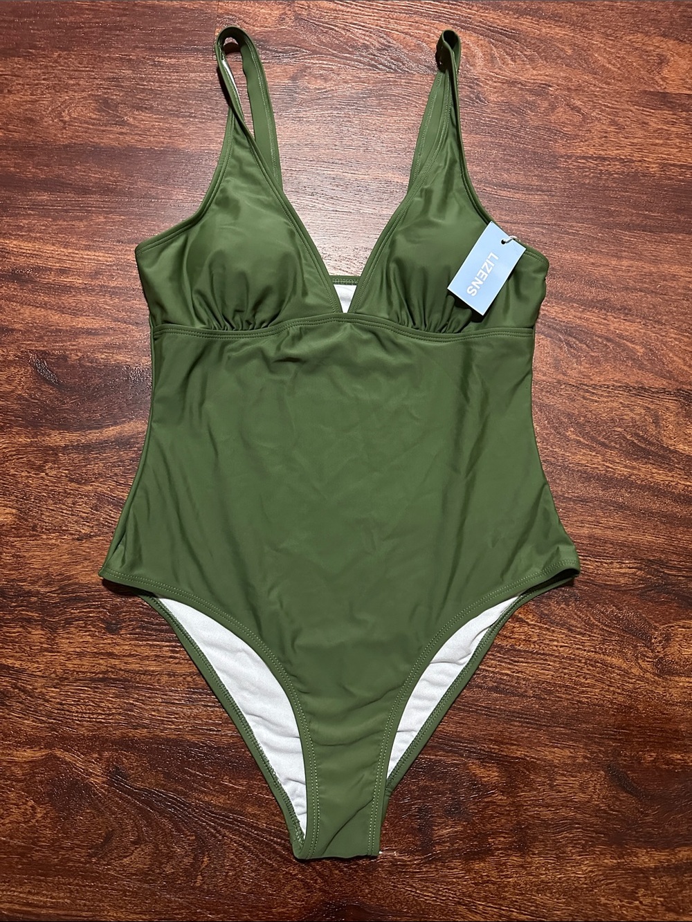 Olive Green One-Piece Swimsuit.  LIZENS ,Size M